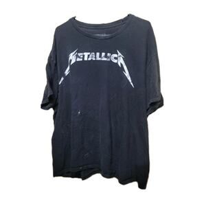 VTG Metallica Cropped T Shirt Distressed Adult 2XL Black